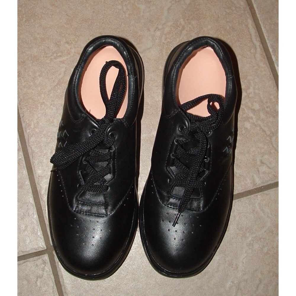 Women sz 9 Black Leather Lace Up MANILA Style Therapeutic Diabetic Shoes SUREFIT